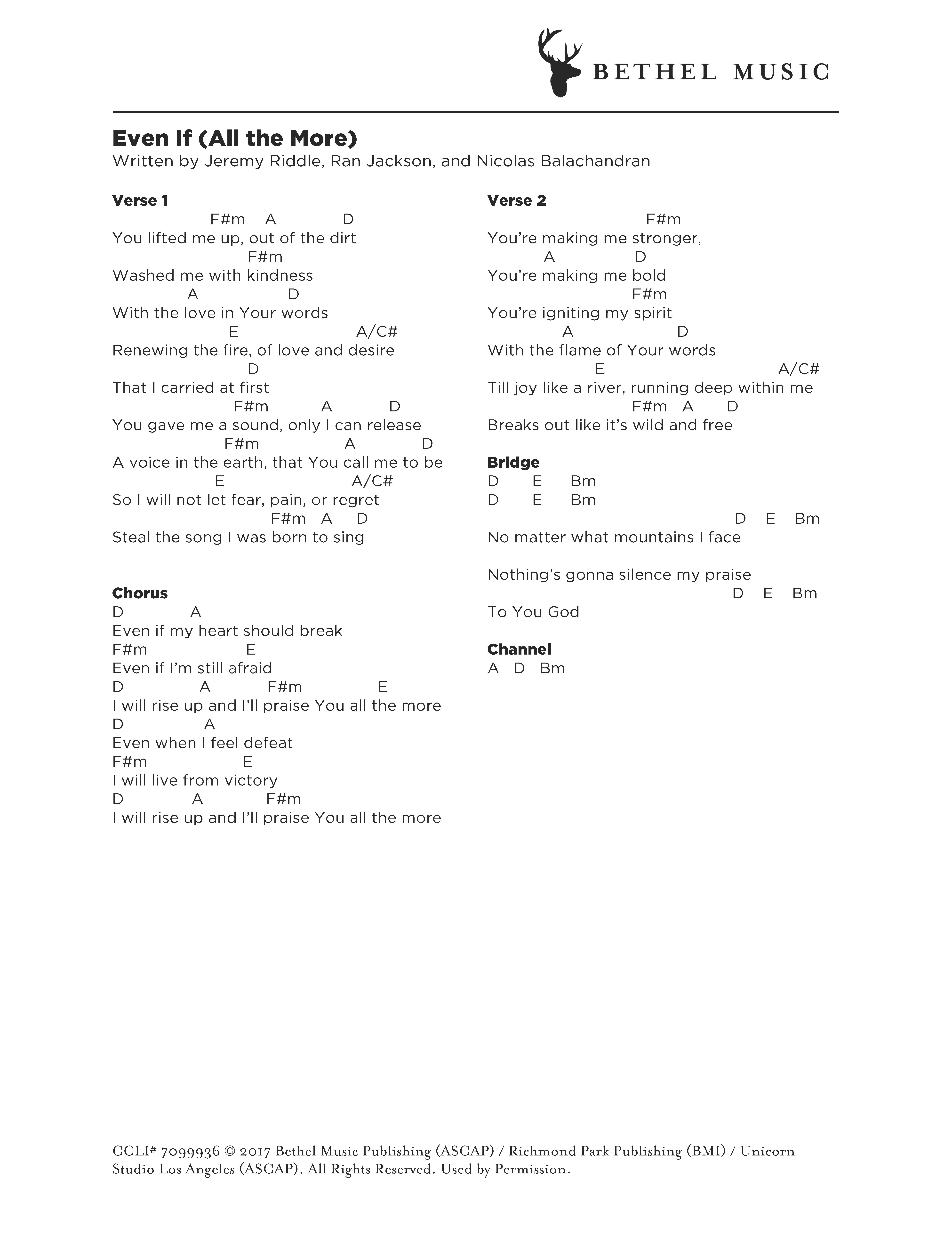 chord chart_jeremy riddle_even if all the more bethel music bethel music charts